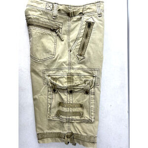 VINTAGE Y2K XRAY MEN'S 34 BEIGE COTTON BAGGY LOOSE CARGO SKATER SHORTS